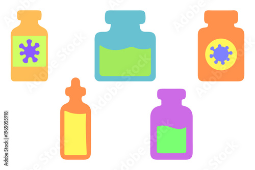 Various Colorful Pharmaceutical Medicine Bottle Illustration