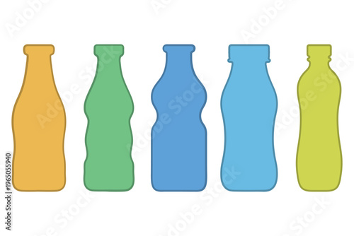 Collection of Colorful Beverage Bottle Icon Set