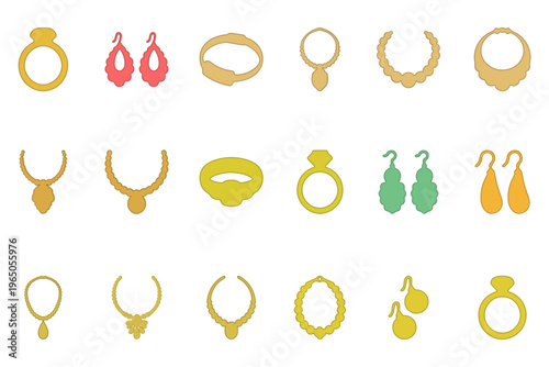 Collection of Various Gold Jewelry Icon