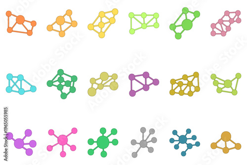 Collection of Colorful Network and Data Connection Illustration
