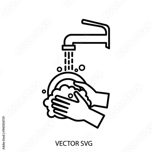 Hands washing dishes under running water from faucet, soap bubbles and foam, hygiene concept