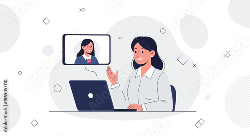 Video conference call between two women, online meeting, remote work, business communication
