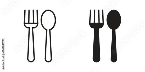 Spoon and Fork icon set concept vector graphics for web UI