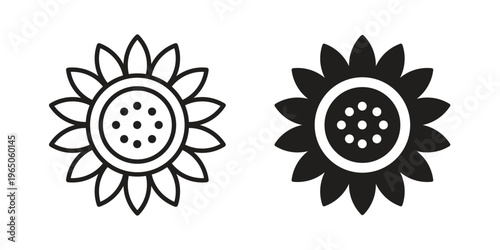 Sunflower icon set concept vector graphics for web UI