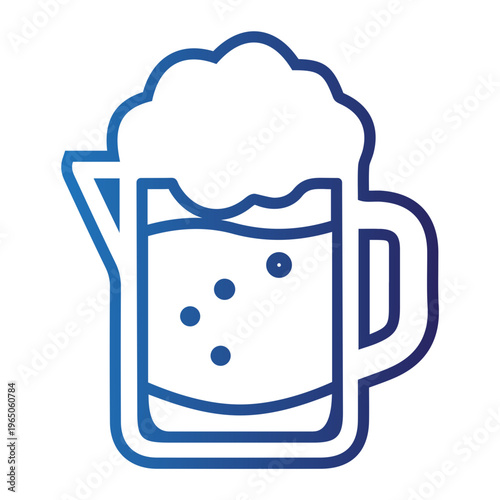 Outline illustration of a frothy beer mug with bubbles floating in the liquid, perfect for pubs and breweries