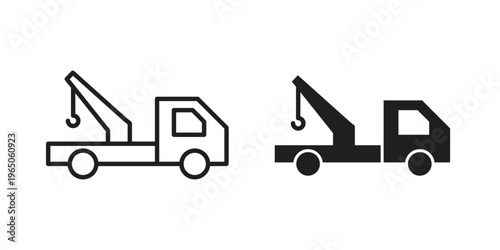 Tow truck icon set concept vector graphics for web UI