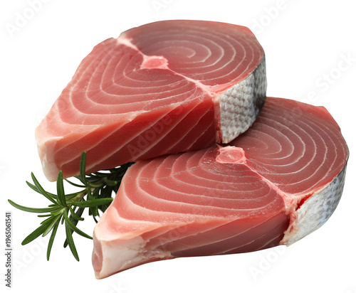Tuna steaks with rosemary fish seafood isolated on a transparent background