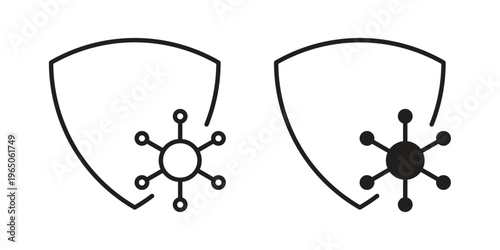Virus protection shield icon set concept vector graphics for web UI