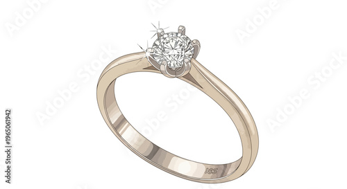 Elegant Diamond Engagement Ring, Solitaire, White Gold Band, Luxury Jewelry, Proposal Symbol