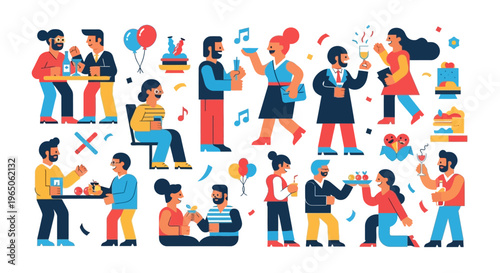 Diverse People Celebrating and Socializing at a Festive Party Event