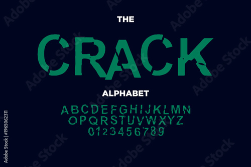 The Crack alphabet font typography on dark background