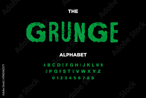 grunge alphabet font typography on black background