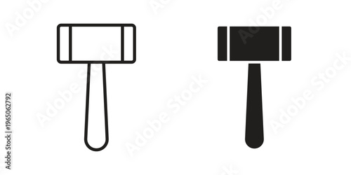 Wooden mallet icon set concept vector graphics for web UI