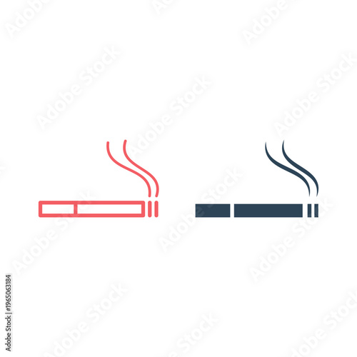 Smoking cigarette icons set. Unhealthy, nicotine, smell. Addiction concept. Vector illustration can be used for topics like break, bad habit, tobacco.
