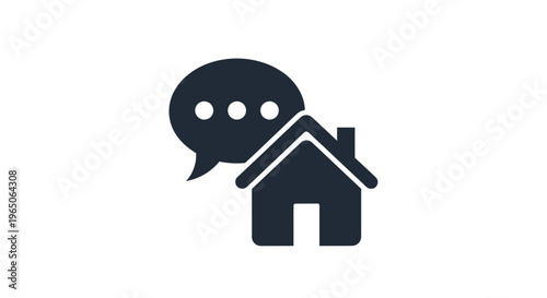 Home communication icon symbolizing discussion and dialogue about real estate concepts and ideas