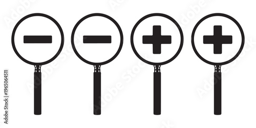 Magnifying glass with plus and minus signs for zoom in and zoom out.