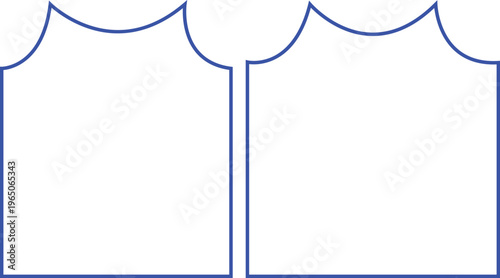 Technical garment sewing pattern for t-shirt body front and back panels for fashion design and apparel production