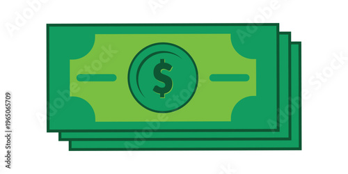 Stack of banknotes icon in flat style.