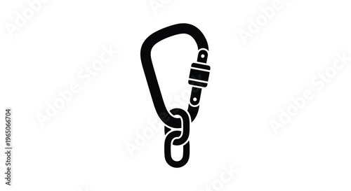 Black silhouette of a carabiner with a screw gate locking mechanism