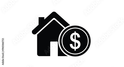 Home purchase or real estate investment symbolized by a house and coin
