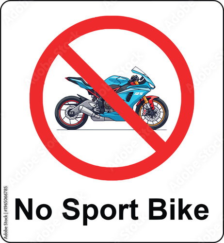 No Sport Bike Prohibitory Traffic Sign Vector Illustration
