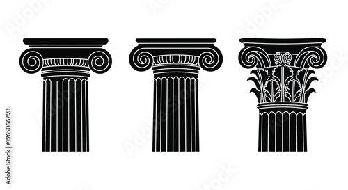 Classical architectural columns doric ionic and corinthian orders displayed