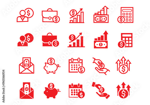 Salary icon set. Profit and income symbol. Vector illustration.