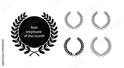 Black laurel wreaths and a best employee of the month award design