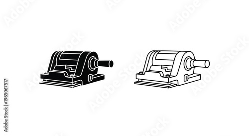 Vintage hand cranked meat grinder illustration in black and white