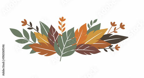 Autumn leaves arrangement with branches.