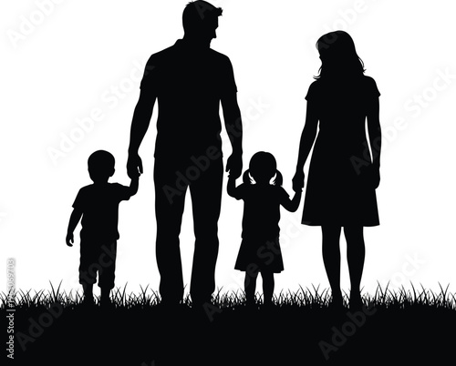 Family Walking Together Silhouette