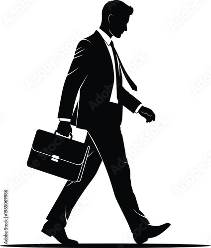 Businessman Walking with Briefcase Silhouette