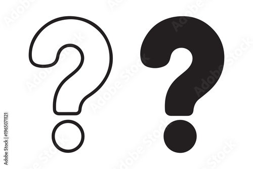 Question mark icon set. vector symbol in outline and glyph style isolated on white background.