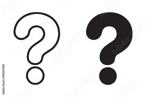 Question mark icon set. vector symbol in outline and glyph style isolated on white background.