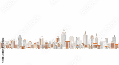 City Skyline with Tall Skyscrapers.