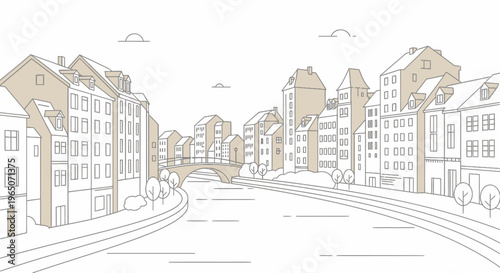 City Street with Modern Buildings.