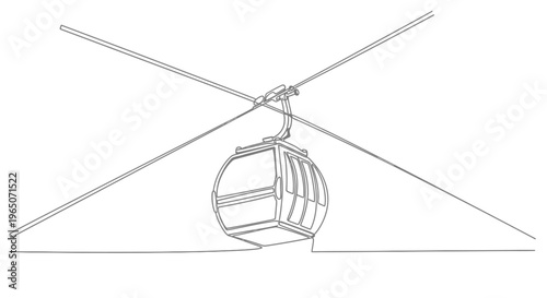 Single Line Drawing of a Gondola Lift in Motion