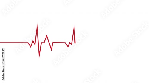 Heartbeat Ecg Monitor Medical Pulse Line Loop Animation Red Isolated On White Background