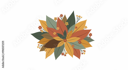Colorful autumn leaves decorative floral arrangement.