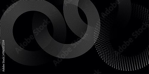 3D digital illustration of a black and white abstract background featuring a metallic email icon and web address symbol for modern business communication technology and website design concept