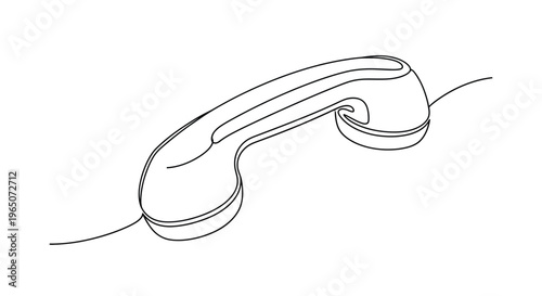 Retro Telephone Handset Single Line Drawing
