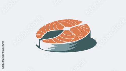 A vibrant illustration of a salmon sushi piece on a clean white background