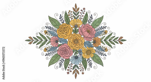 Colorful floral arrangement with roses flowers.