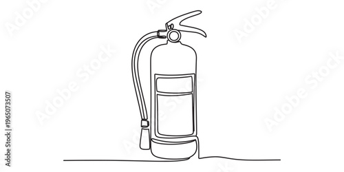A continuous line drawing of a fire extinguisher representing safety equipment for emergency use Vector, illustration