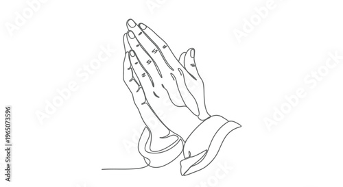 Praying Hands, Single Line Art, Faith and Hope Concept