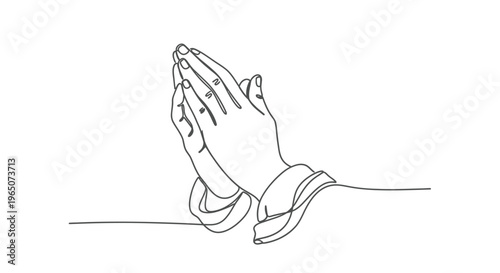 Praying Hands - Minimalist Line Art Illustration