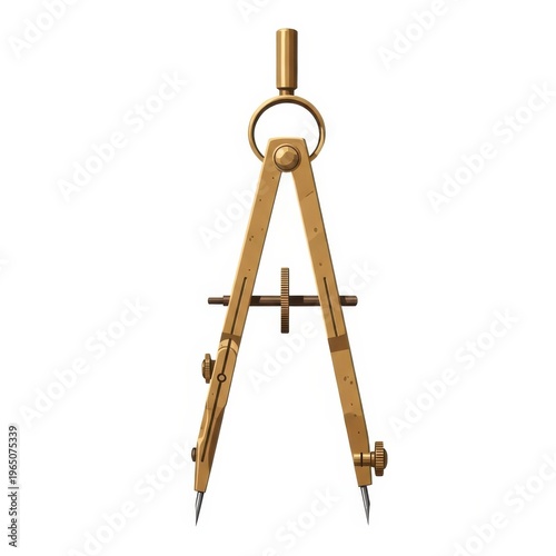 Antique Brass Drawing Compass, Precision Drafting Tool for Geometry and Art