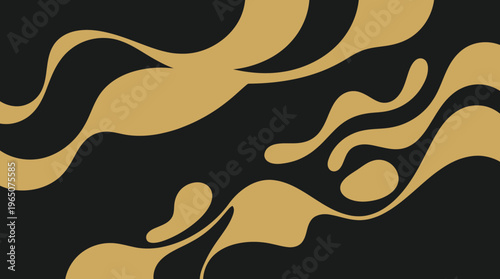 Abstract gold and black flowing pattern with metallic waves and decorative motifs.