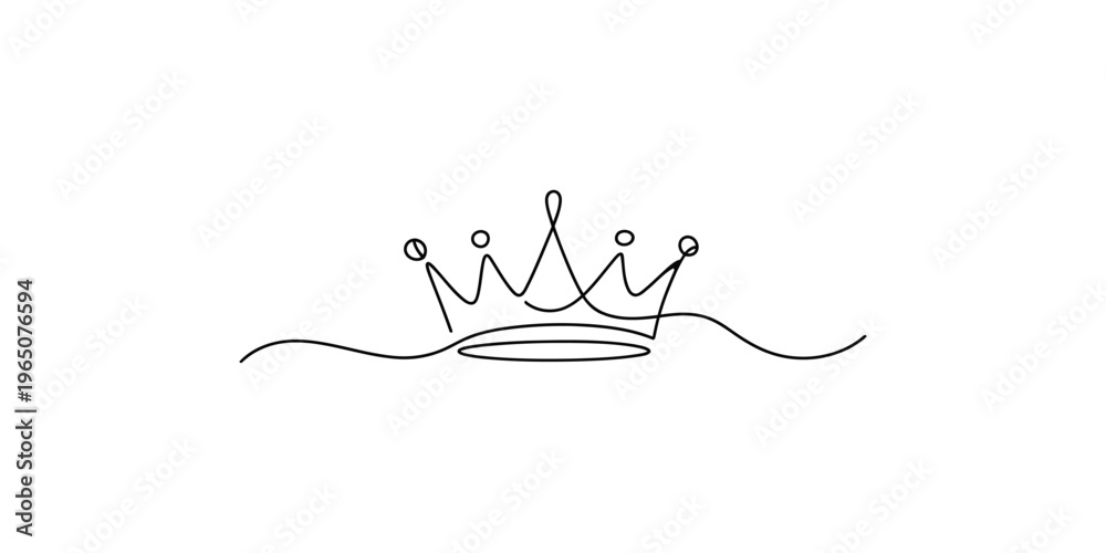 Ταπετσαρία Continuous line drawing of a crown on white background one single royal king que
