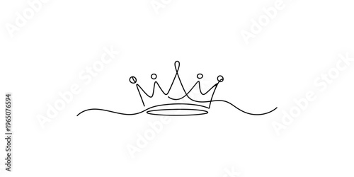 Continuous line drawing of a crown on white background one single royal king queen monarchy
